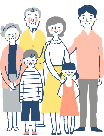 Illustration of a patient and his family